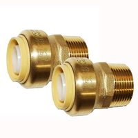 Raccords rapides en laiton 1/4 1/2'' 3/4'' 3/8'' 1'' de type Shark Bite pour tuyaux PEX à encliquetage