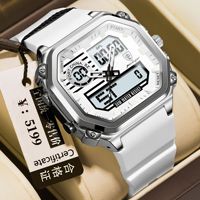 Montre électronique multifonctionnelle pour homme, style dessin animé, simple, étanche, lumineuse, à quartz, avec bracelet en silicone