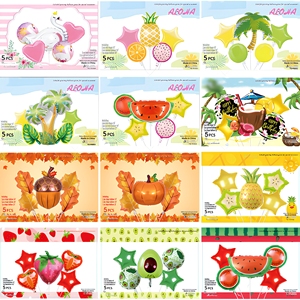 Globos de Aluminio BLN, Paquete Individual Personalizado de 5 Piezas, Diseño de Frutas, Decoración de Cumpleaños, Ecológicos - Product Image 2
