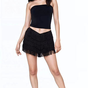 Shorts de Verano Transpirables con Flecos en Capas para Mujer, con Logotipo Personalizado - Product Image 1