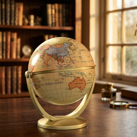 Globe de bureau traditionnel plaqué or, carte du monde rotative décorative, forme ronde, thème des coutumes étrangères