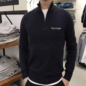 Áo len nam Tom-my chất lượng cao dành cho mùa thu & đông, kiểu dáng thường ngày, logo thêu, cổ cao, khóa kéo một phần, chất liệu dệt kim. - Product Image 1