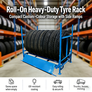 Étagère à pneus en acier robuste <span class=keywords><strong>TER</strong></span>, pliable, empilable, portable, avec protection contre la corrosion par revêtement en poudre, pour entrepôt, <span class=keywords><strong>garage</strong></span> - Product Image 1