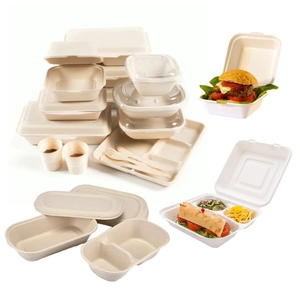 Boîte à lunch bento à emporter en bagasse de canne à sucre, conteneur alimentaire à <span class=keywords><strong>2</strong></span> compartiments, écologique, biodégradable, jetable - Product Image 3