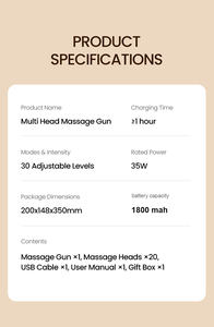 Multifunctionele 16-kops diepe weefselmassagegun, handbediende hoogfrequente vibratie lichaamsmassagemachine voor spierontspanning - Product Image 6