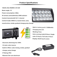 Projecteur mural LED sans fil DMX rechargeable IP65 étanche 18x20W RGBWA+UV 6-en-1 pour location, mariage, DJ, scène