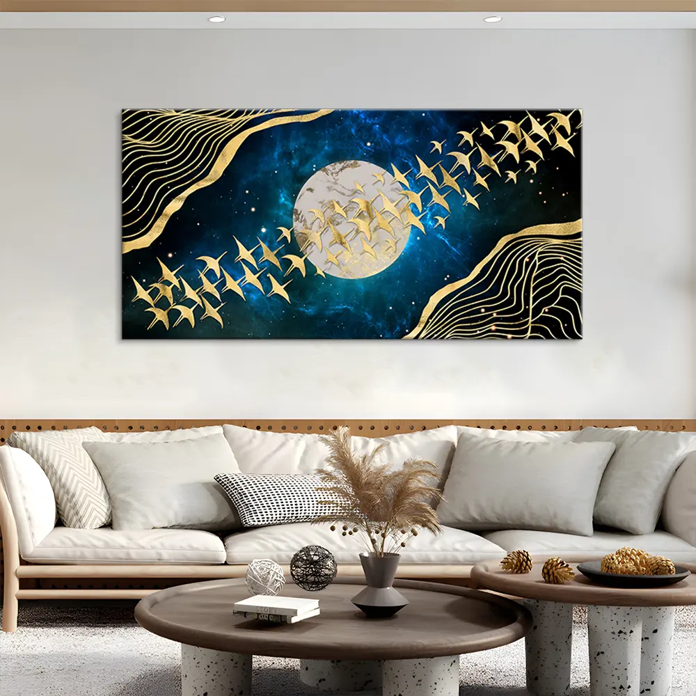 Estilo nórdico Canvas Wall Art Modern Moon Picture Still Life Obra para Sala de estar Escritório Pintura decorativa Emoldurada