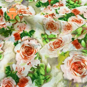 Hete Verkoop Hoge Kwaliteit Gebreide Chiffon Bloemen Kleding Ondoorzichtige Stof Polyester Jacquard Printing Stof Voor Rok Jurken