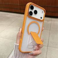 Coque de téléphone antichoc en PC dépoli avec support magnétique invisible pour chargement sans fil de luxe pour iPhone 15 14 Plus 11 12 13 16 17 Pro Max
