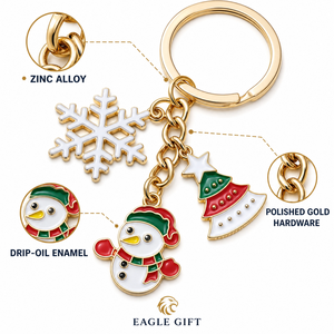Porte-clés mignon en ruban personnalisable avec logo, pendentif en cristal doré, cadeau souvenir festif de Noël, personnalisable - Product Image 2
