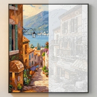 Peinture par numéros pour adultes, paysage côtier encadré, kit de peinture acrylique DIY sur toile imprimée 40x50cm, décoration murale