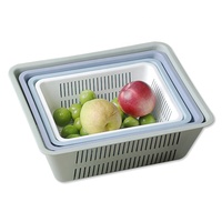 Nestbare afwasbakset, vierkante plastic vergiet, BPA-vrij, voor het wassen van fruit en groenten, keukenkraan organizer, stapelbaar