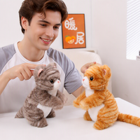 Boneka Kucing Pendek Berbulu Lembut Lucu dan Menyerupai Asli, Warna Oranye Tabby, Dekorasi Meja, Hadiah Ulang Tahun dengan Isian Kapas PP