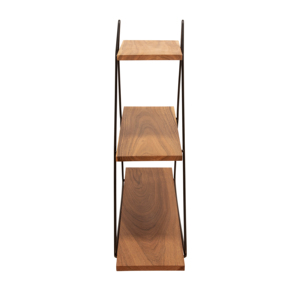 Mensola triangolare da parete a 3 livelli con struttura in legno e metallo per soggiorno, camera da letto, ufficio. - Product Image 3