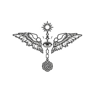 Autocollants de <span class=keywords><strong>tatouage</strong></span> éphémères style international Ailes <span class=keywords><strong>d</strong></span>'<span class=keywords><strong>ange</strong></span> et Œil éternel, <span class=keywords><strong>d</strong></span>'inspiration végétale, longue durée, imperméables, esthétique mystérieuse - Product Image 5