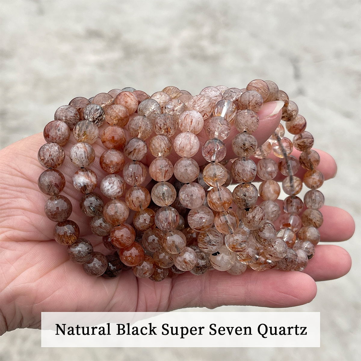 Bracciale in quarzo Super Seven nero naturale