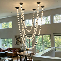 Lustres décoratifs de luxe en albâtre français pour salon, lampe de lustre moderne simple pour plafond haut, idéale pour hall de villa