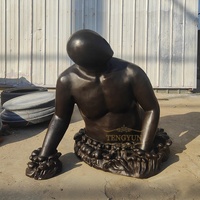 Maison décorative métal abstrait demi-corps statue bronze homme sculpture à vendre