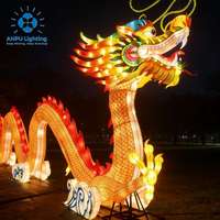Anpu Lighting - Linterna Gigante con Motivo de Dragón Chino Tradicional, Luz LED para Exteriores, Impermeable, Decoración para el Día de Año Nuevo, Festivales y Eventos