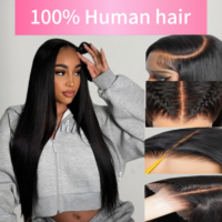 Peluca Larga Lisa Brasileña 100% Cabello Humano Pre-Desplumada con Cutícula Alineada Base HD Transparente Sin Pegamento para Mujeres Negras