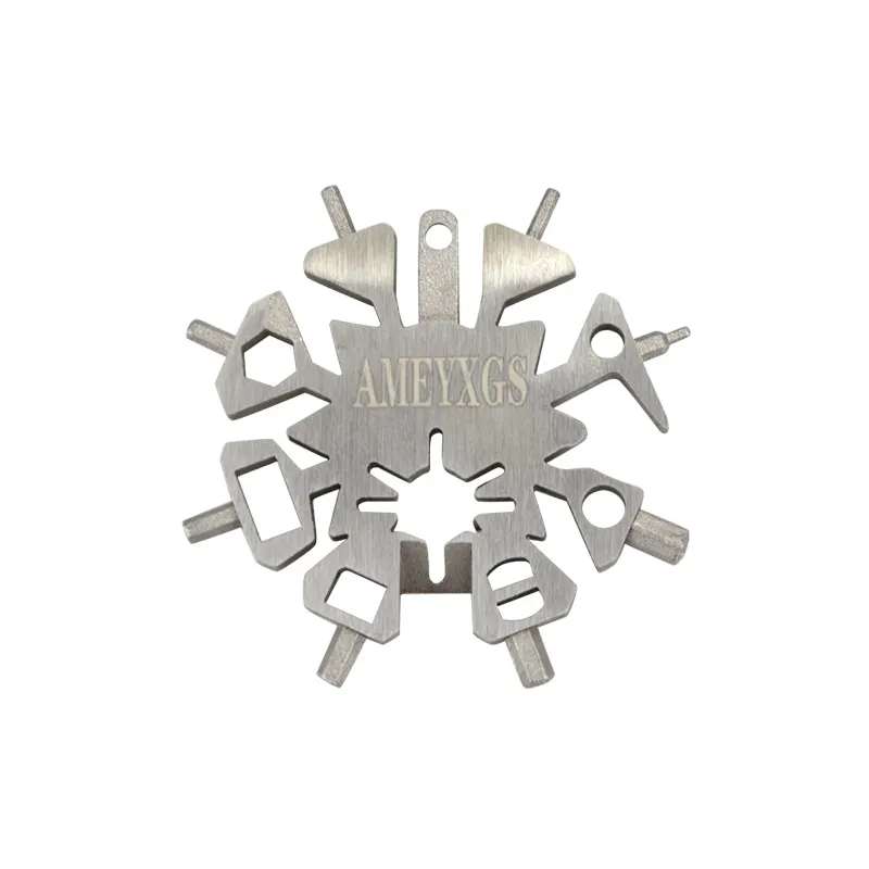 Hot sale 18 in 1 stainless steel EDC snowflake wrench snowflakes multi-tool keychain snowflake Multi Tool