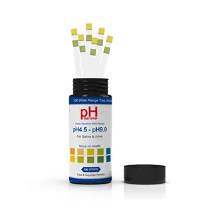 Vente chaude bandelettes de test d'équilibre du ph 100 bandelettes 4.5-9.0 bandelettes de test de PH pour l'urine et la salive