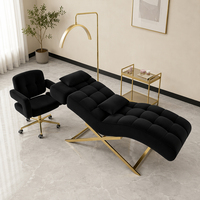 Table de massage incurvée réglable noire de luxe pour extensions de cils, salon de beauté et spa