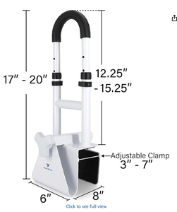 Corrimano di sicurezza per vasca da bagno e corrimano per doccia, adatti per bagni di anziani e disabili. Sono dotati di manici antiscivolo. - Product Image 4