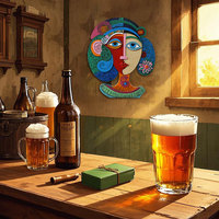 Plaque murale en résine encadrée, style bohème abstrait et géométrique, peinte à la main, Art déco, artisanat, décoration murale pour la maison