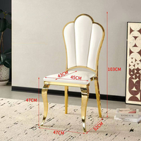 Chaises de salle à manger de luxe au design industriel avec cadre métallique électroplaqué et coussin en cuir, chaise de banquet