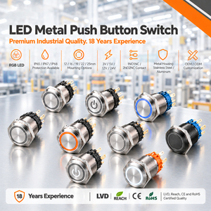 IP67 Waterproof <b>Metal</b> Momentary Latching Push <b>Button</b> 16mm 19mm 22mm LED For Industrial Control Panel - Product Image 1