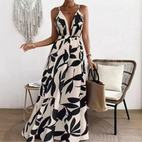 Robe d'été à motifs floraux européens et américains Style ethnique transfrontalier Sexy Slim Fit Spaghetti Strap Casual Floor-Length Max
