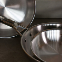 Batterie de cuisine professionnelle 3 pièces, 8 ~ 12 pouces, passe au lave-vaisselle, ensembles de poêles à frire en acier inoxydable 3 plis compatibles avec l'induction