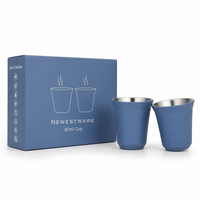 Tasse à expresso Demitasse 80 ml en acier inoxydable 304, finition miroir, double paroi isolée sous vide, avec boîte cadeau