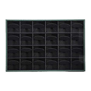 Bandeja de exhibición de cuero sintético PU verde de moda con textura de piel de serpiente para pendientes, anillos, colgantes y collares, bandeja de exhibición combinable libremente - Product Image 3