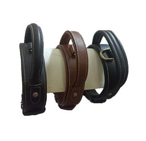 Premium Custom Logo Brown Eco-Friendly <b>Dog</b> <b>Training</b> <b>Collar</b> Solid Pattern Indian Leather Soft Padded Adjustable Rope Rivet for - Product Image 1