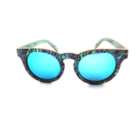 Lunettes de soleil rondes en bois polarisées, faites à la main, avec coquillages de Nouvelle-Zélande, design unique, protection UV CNC, légères