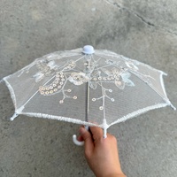 Mini parapluie artisanal en dentelle pour enfants, en tissu nylon 190T, style ethnique, accessoire décoratif et de performance pour la danse et le studio photo