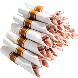 Cán Bạc dùng một lần thiết lập dao kéo <span class=keywords><strong>Fancy</strong></span> khăn ăn bao gồm dĩa dao thìa cho Đảng cưới bọc trong nhựa bạc - Product Image 6