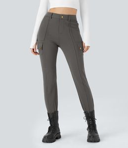 Pantaloni <span class=keywords><strong>Cargo</strong></span> da Donna a Vita Alta, Skinny, Affusolati, con Tasche Funzionali, Zip, Elasticizzati, in Twill Morbido, per Primavera, Estate e Autunno - Product Image 2