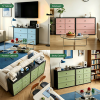 Armoire de salon et de chambre à coucher en acier moderne avec un design écologique Rangement de grande capacité 3 tiroirs et étagères
