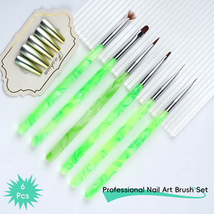 ชุดแปรงทำเล็บ 6 ชิ้น ดีไซน์<span class=keywords><strong>หินอ่อน</strong></span><span class=keywords><strong>สี</strong></span><span class=keywords><strong>เขียว</strong></span>ใหม่ ขนไนลอน ด้ามอะคริลิค สำหรับร้านทำ<span class=keywords><strong>เล็บ</strong></span> - Product Image 3