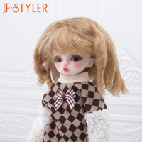 FSTYLER Mohair Mini Bjd Boucles Soyeuses 18 Pouces Personnalisé Vente En Gros En Vrac Réglable Poupée Accessoires pour BJD Poupée Cheveux Perruque