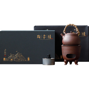 Ensemble chauffe-thé en poterie rustique Guanlan avec poignée, réchaud à alcool rétro chinois, portable pour le camping en extérieur - Product Image 5