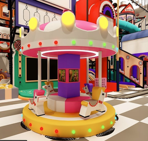 A buon mercato bianco elettrico Soft Play carosello Merry Go Round con il disegno animale personalizzato cavallo interno - Product Image 5