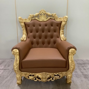 <span class=keywords><strong>Fauteuil</strong></span> de style <span class=keywords><strong>baroque</strong></span>, <span class=keywords><strong>fauteuil</strong></span> d'appoint en bois de bouleau massif, cuir marron, <span class=keywords><strong>fauteuil</strong></span> capitonné avec coussin floral pour villa de luxe - Product Image 4