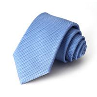 Ensemble de serviettes de poche à cravate en jacquard de couleur unie classique pour hommes pour les occasions formelles et décontractées Cravate en soie teintée en bleu de 8 cm de long