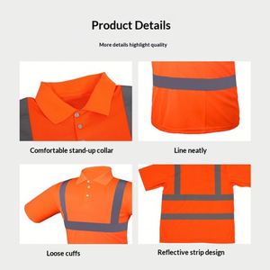 T-shirt de sécurité haute visibilité EN20471 Classe 2 à manches courtes, en coton respirant à séchage rapide, pour secours d'urgence, OEM, vente en gros, réfléchissant - Product Image 2