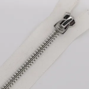 YKK Long chain custom zipper pulls D ring shiny silver metal Zipper for Jeans Shoes