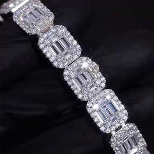 925 Sterling <b>Silver</b> Moissanite Link <b>Bracelet</b> Tennis <b>Charm</b> Hip Hop Fashion Jewelry Luxury Designer Street Style - Product Image 2
